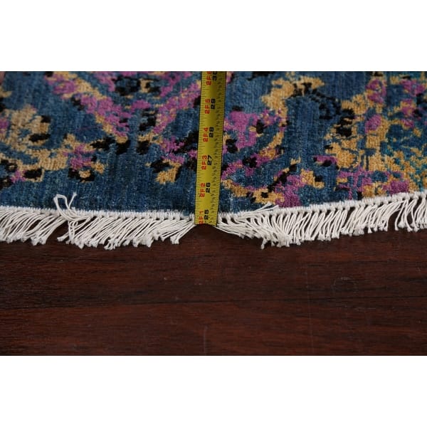 dimension image slide 3 of 2, Wool/ Silk Artistic Modern Abstract Area Rug Handmade Oriental Carpet - 6'0" x 6'1" Round