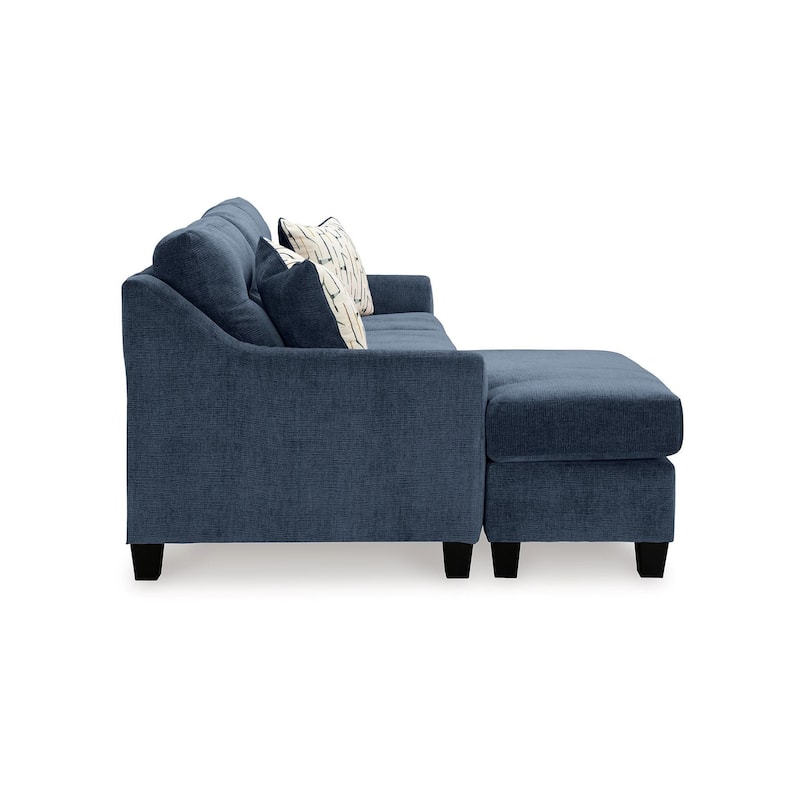 Emilia Sofa Chaise Sectional, 2 Pillows, Ink Blue Polyester 88 Inch