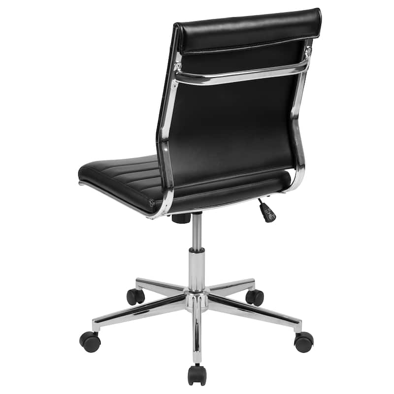 Mid-Back Armless LeatherSoft Contemporary Ribbed Executive Swivel Office Chair