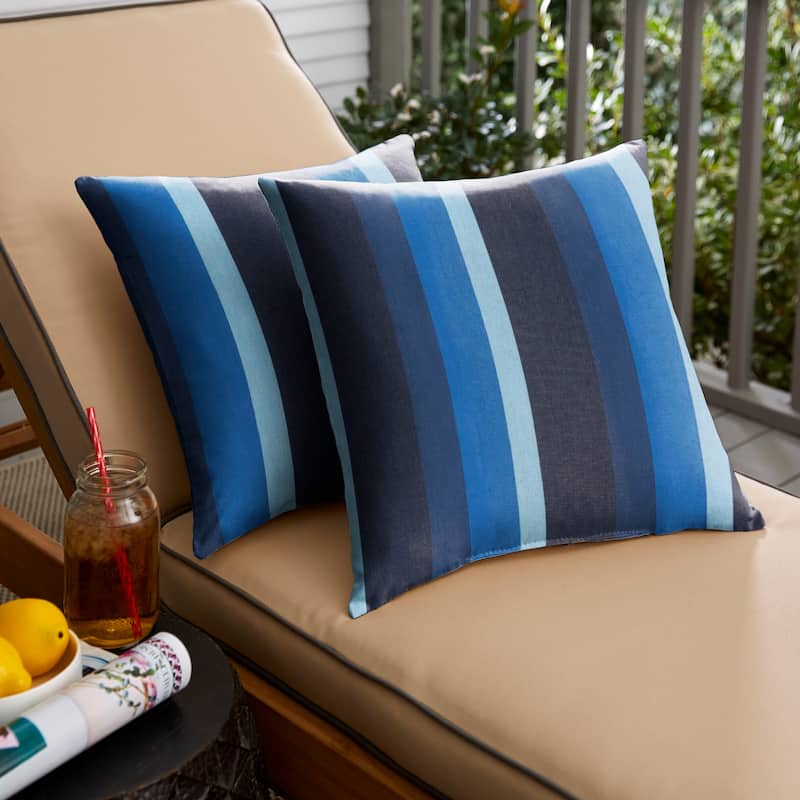 Sunbrella Indigo Blue Stripe Indoor/ Outdoor Square Pillow, Set of 2