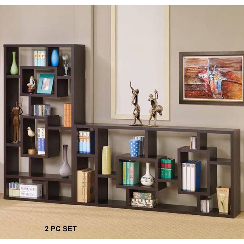 Modern Mosaic Design Cappuccino Bookcase Display