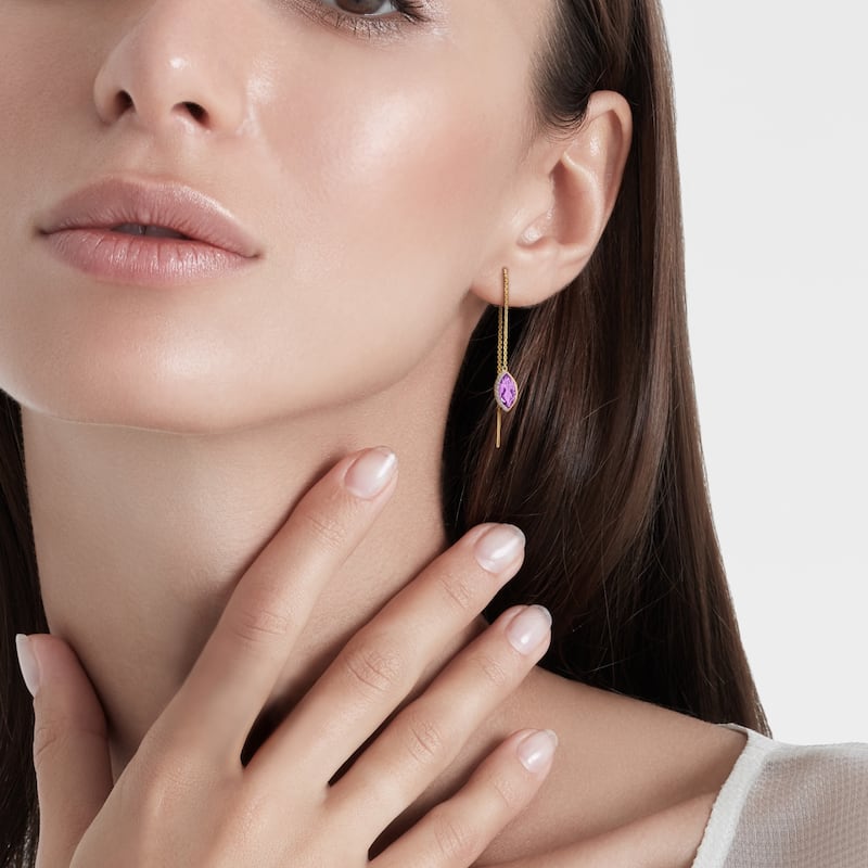 Miadora 2ct TGW Gemstone 1/10ct TDW Diamond Threader Earrings 14k Yellow Gold