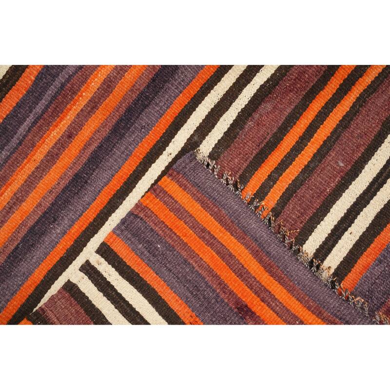 Hand Woven Oriental 100% Wool Carpet Southwestern Geometric Multi-Colored Kilim Area Rug - 11' 1'' X 4' 10''