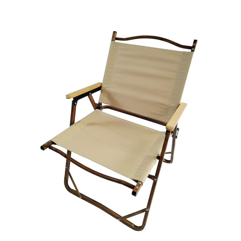 Foldable Portable Aluminium Chairs with Armrests (Set of 4) - Natural