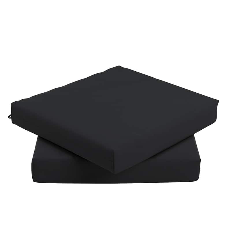 California Umbrella Outdoor Chair Pad Set of 2, 18" x 18", 2.5" Thick, Solstice Olefin Fabric - Black