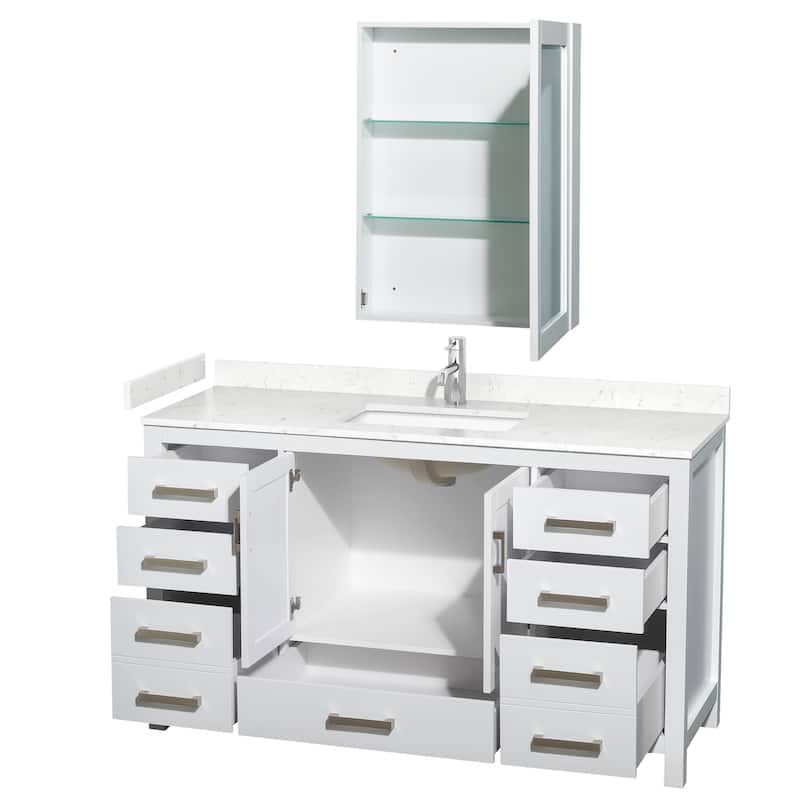 Sheffield Single Bathroom Vanity Set, Cultured Top, Medicine Cabinet