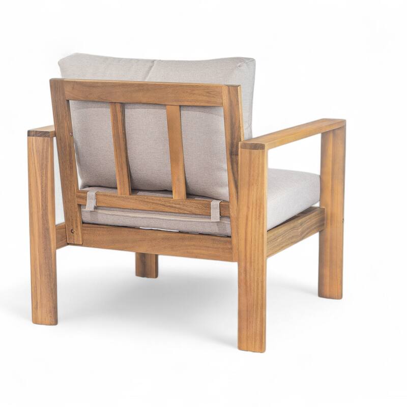 Christopher Knight Home - Lucas Outdoor 5-Piece Acacia Wood Sectional Sofa Set with Cushions