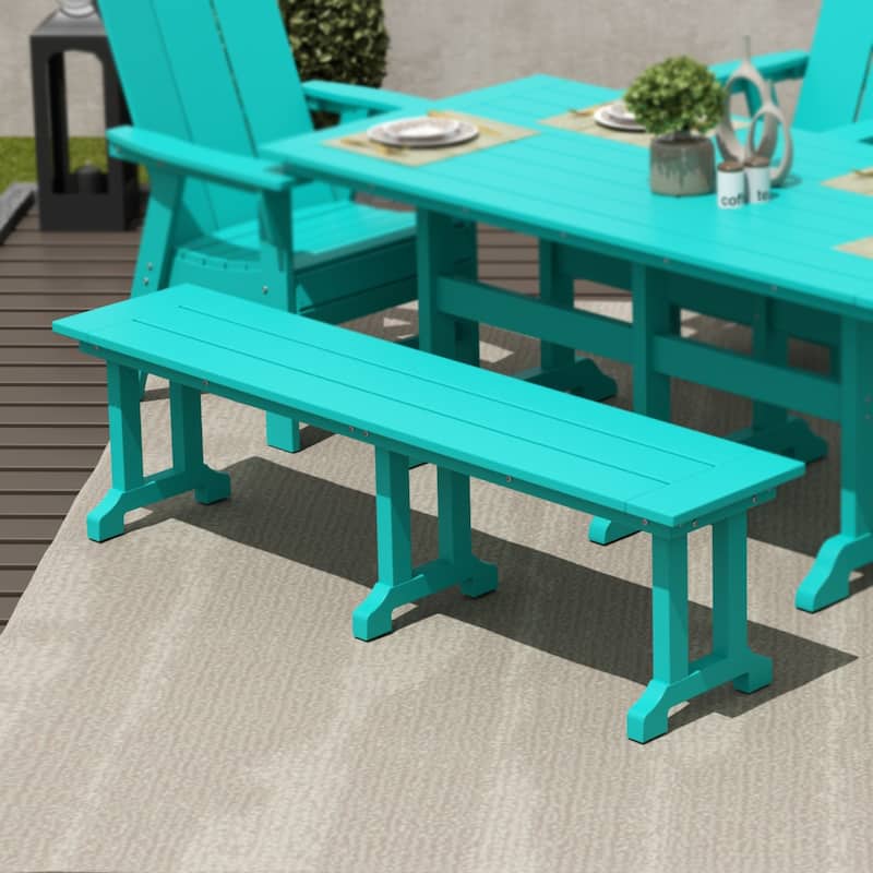 Laguna Hdpe All Weather Outdoor Patio 65" Bench - Turquoise