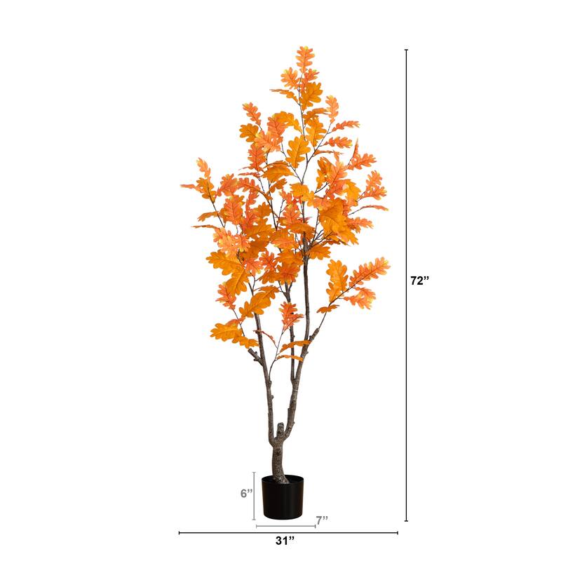 Oak Artificial Potted Tree - 6' - Orange