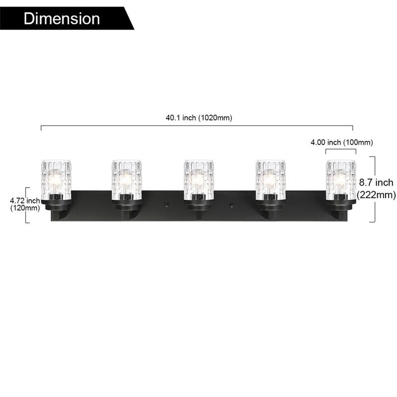 6-Light Bathroom Lighting with Clear Grid Glass