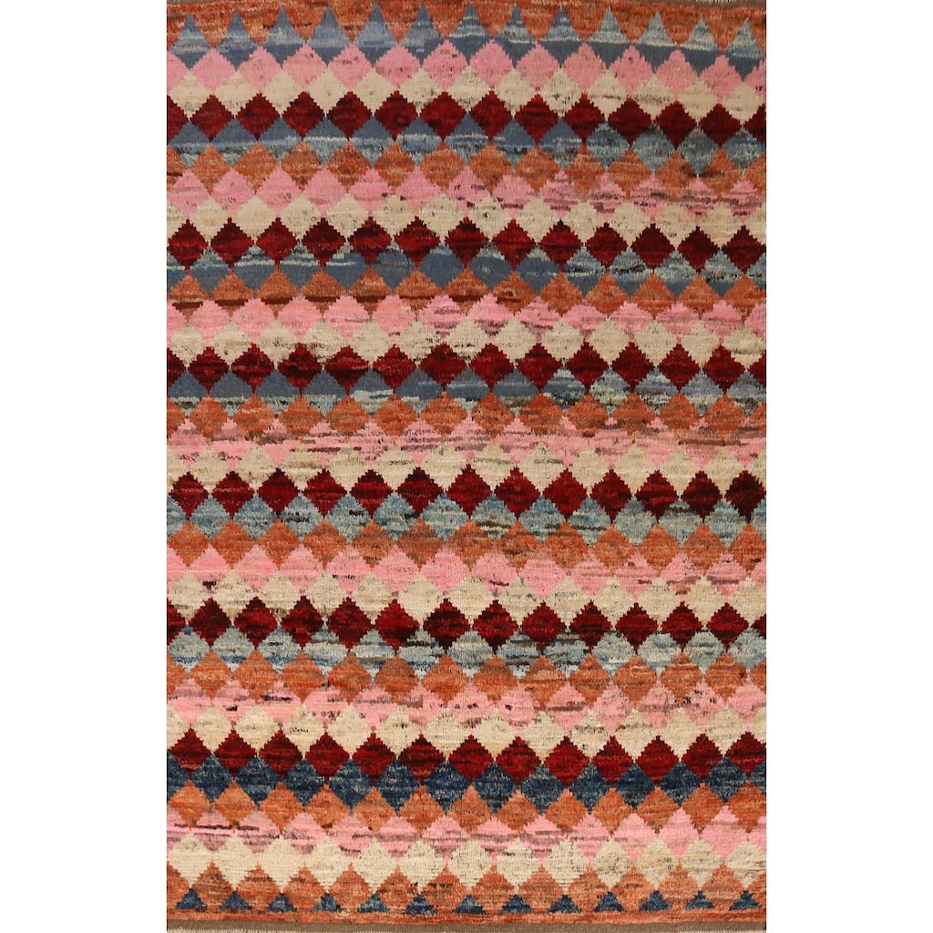 Tribal / Trellis Moroccan Oriental Area Rug Handmade Wool Carpet - 6'7" x 10'4"