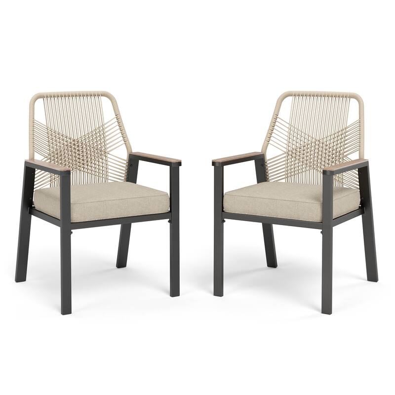 MAISON ARTS Outdoor Dining Chairs Set with Cushions - 2-piece  Standard Chair