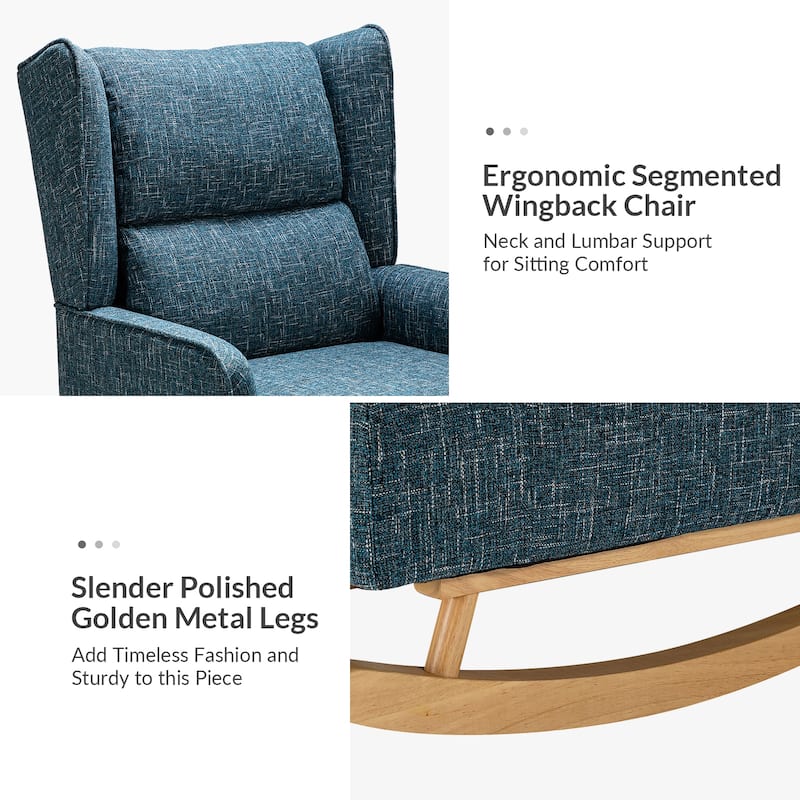 Antolin Modern Rocking Chair with Upholstery Removable Cushions Set of 2 by HULALA HOME