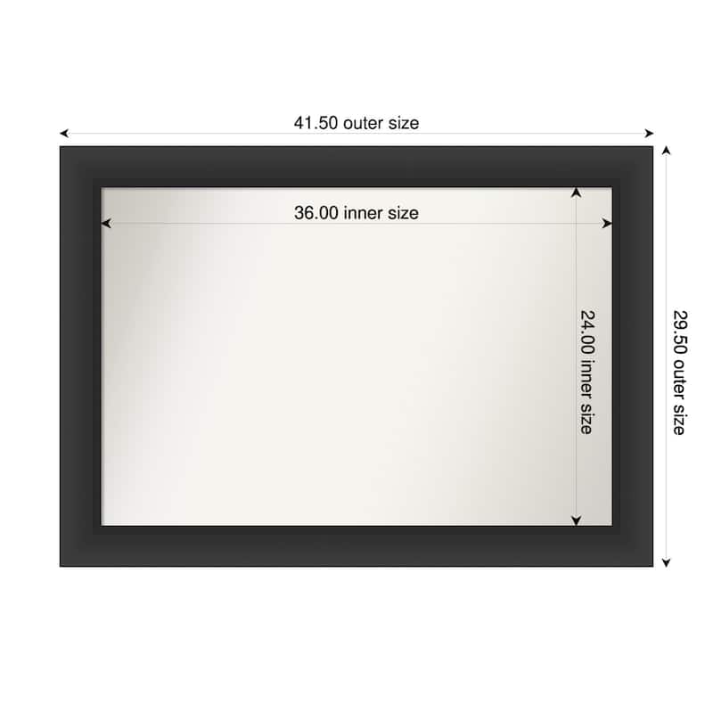 Sloped Non-Beveled Framed Bathroom Vanity Wall Mirror - 42 x 30 in - Sloped Black