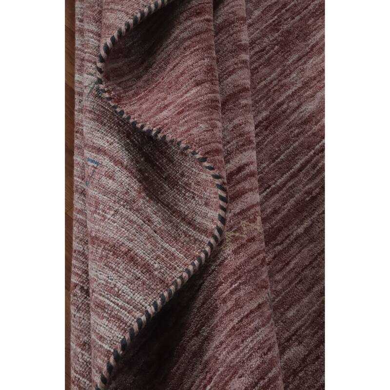Hand Knotted Oriental 100% Wool Carpet Tribal Tribal Pink Gabbeh Area Rug - 9' 7'' X 7' 9''