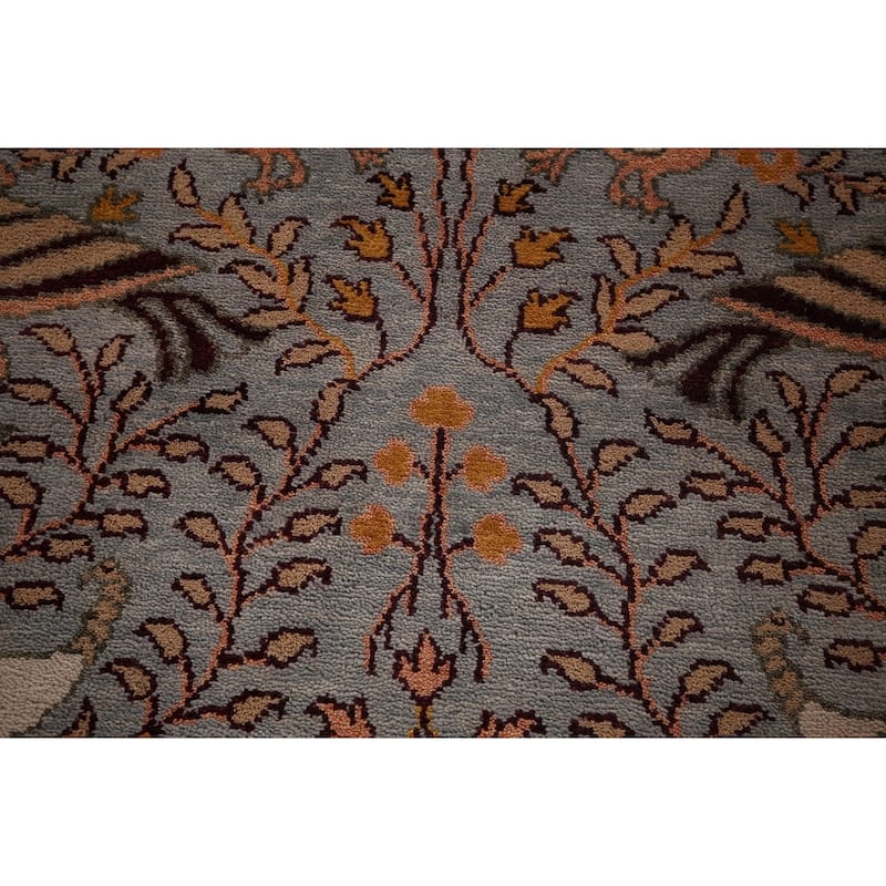 Animals Design Gray Ziegler Oriental Area Rug Handmade Wool Carpet - 7'9"x 9'9"