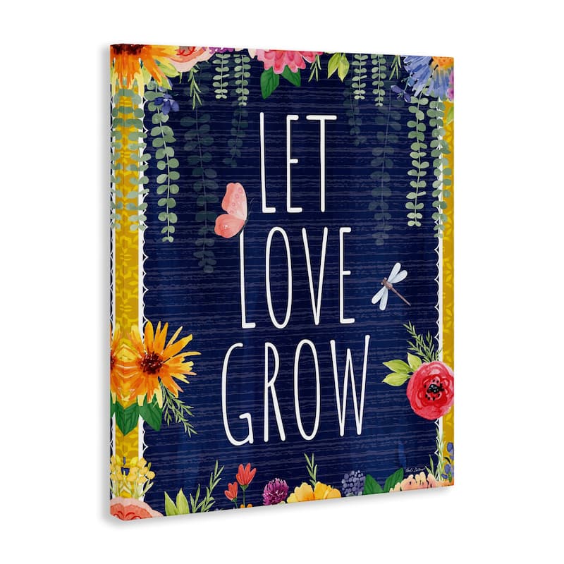 Stupell Let Love Grow Floral Border Canvas Wall Art Design By Nicole DeCamp