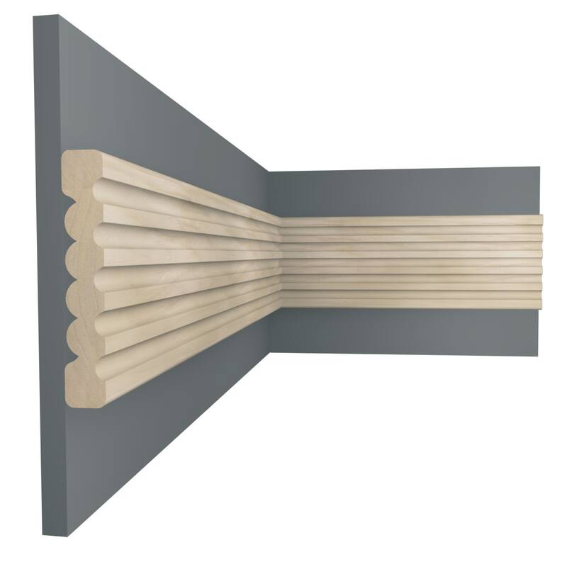 WM338: 9/16-in D x 3-3/8-in W x 96-in L Americraft Solid Hardwood Stain Grade Fluted or Reeded Reversible Moulding
