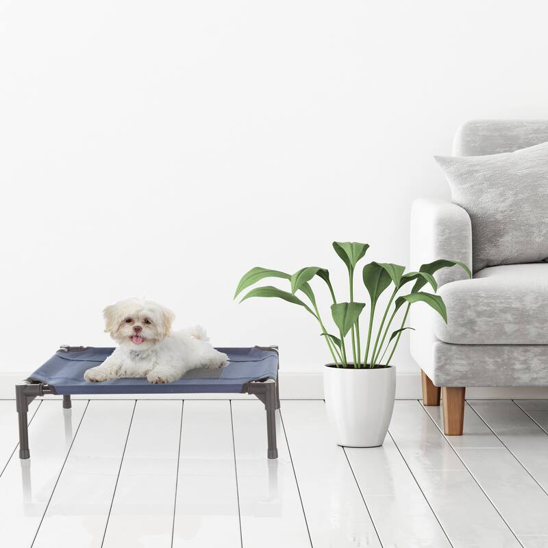 Petmaker Steel Frame Elevated Dog Bed with Non-Slip Feet - Indoor/Outdoor Puppy Cot for Pets