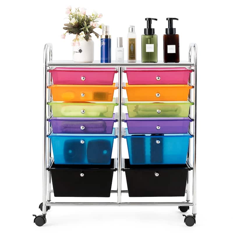 12-Drawers Rolling Storage Cart with Organizer Top - See Details