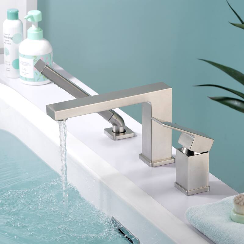 Luxier RTF17-T Deck Mounted Roman Tub Faucet with Hand Shower