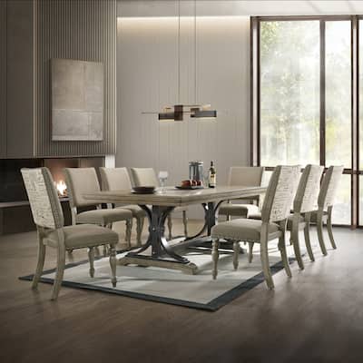 Roundhill Furniture Birmingham 9-piece Removable Leaf Dining Table Set