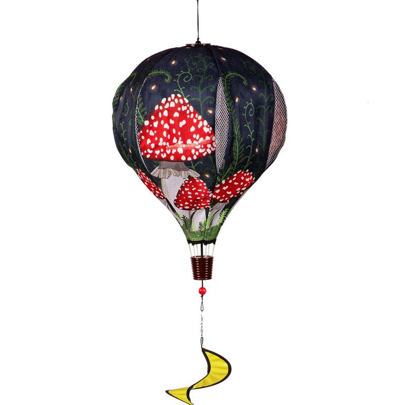 Welcome Friends Mushroom Burlap Balloon Spinner