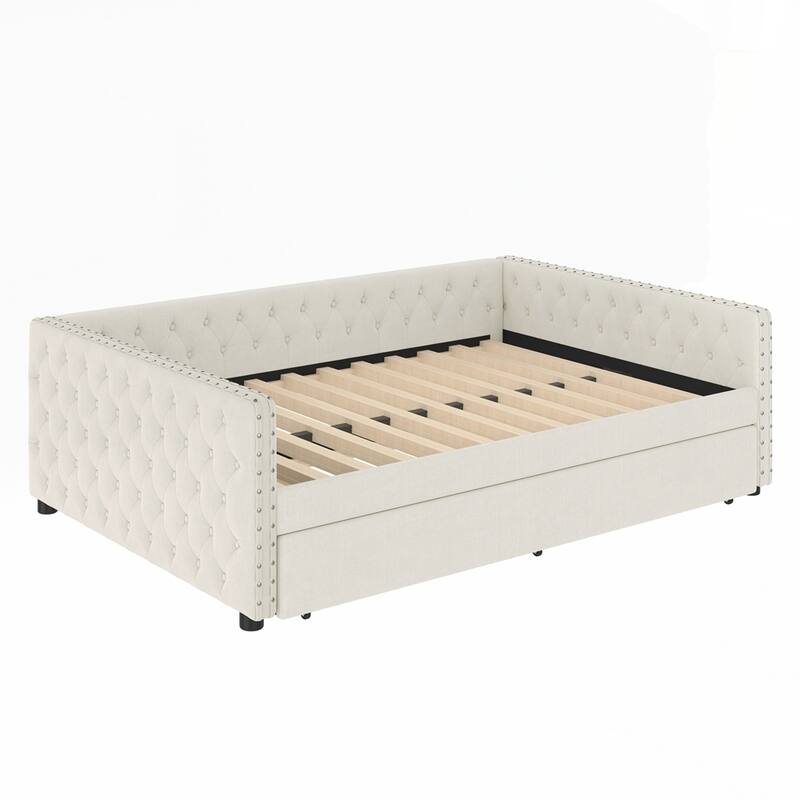 Upholstered Tufted Sofa Bed with Trundle