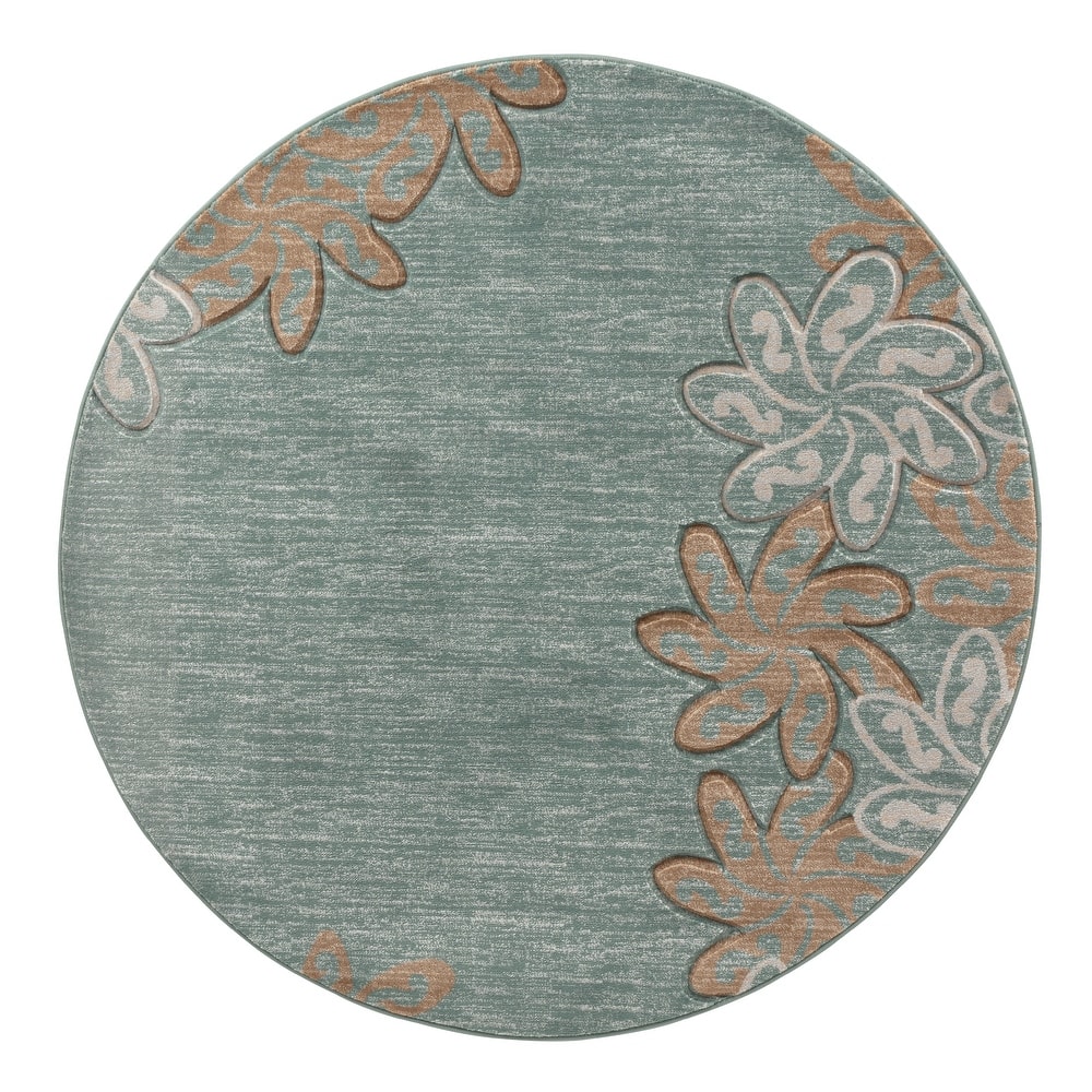 Glamour Collection Floral Polypropylene Area Rug