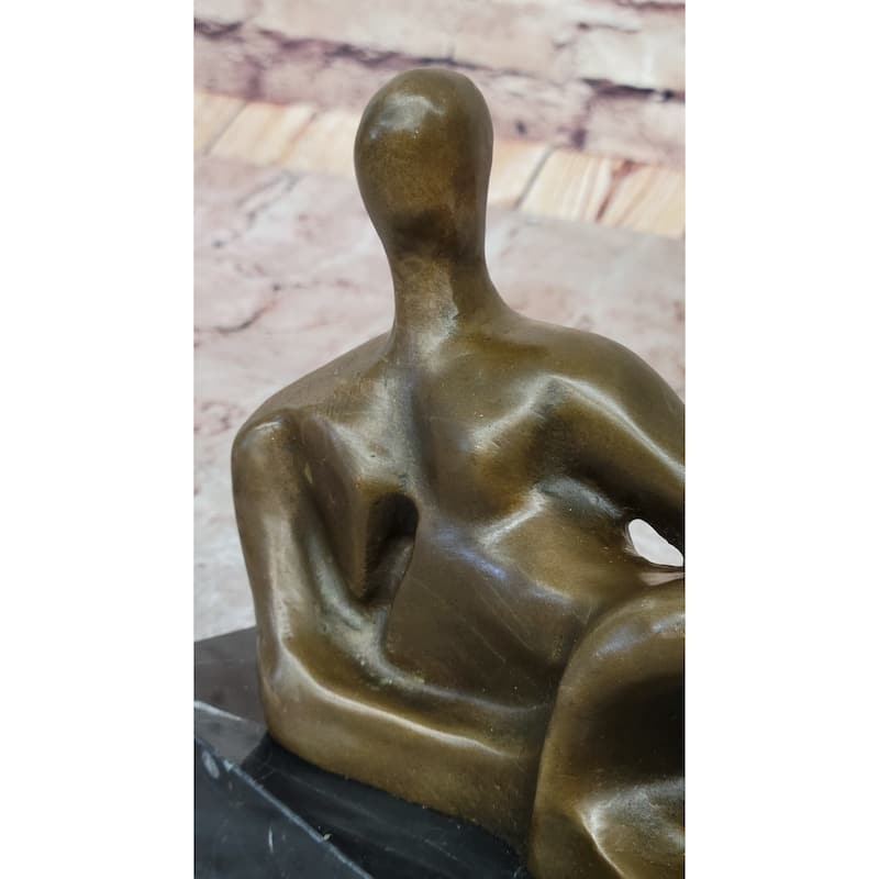 Reclining Woman By Henry Moore Abstract Modernist Figural Bronze Sculpture Statue