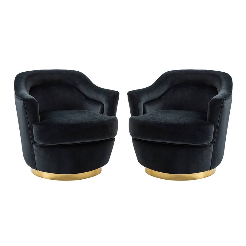 Kanstantin Modern Upholstered Swivel Barrel Chair with Golden Base Set Of 2 by HULALA HOME