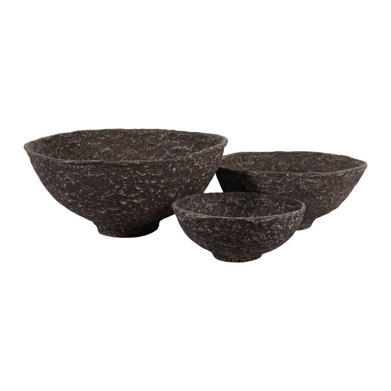 Pottery Paper Mache Bowls Handcrafted Unique Texture (Set of 3)