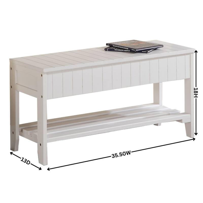 Cherry Solid Wood Storage Shoe Bench with Flip Top Storage, Shoe Rack