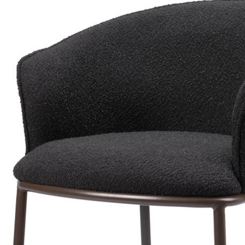 26-Inch Shearling Black Upholstered Seat Bar Chair with Arms and Footrest Bronze Metal Legs - 37”H x 24.4”W x 24”D
