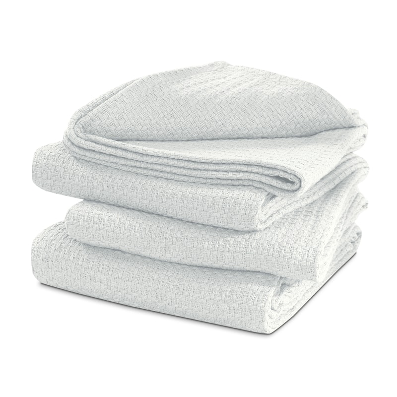 100% Cotton Blanket Basket Weave Stylish Design Soft Cozy Comfortable All Season Light Weight Spread Quilt Bed & Couch/Sofa - KING - IVORY