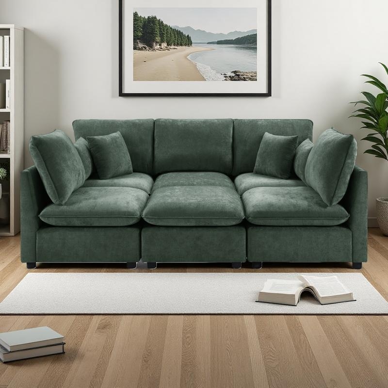 93.7'' Chenille Modular Sectional Sofa with Movable Ottoman, Storage Armrests and USB Ports