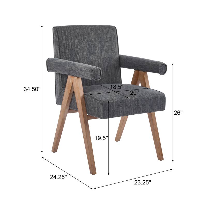 Roomfitters Modern Fabric Dining Armchair with Cushioned Seat, Mid-Century Accent Chair for Dining or Living Spaces