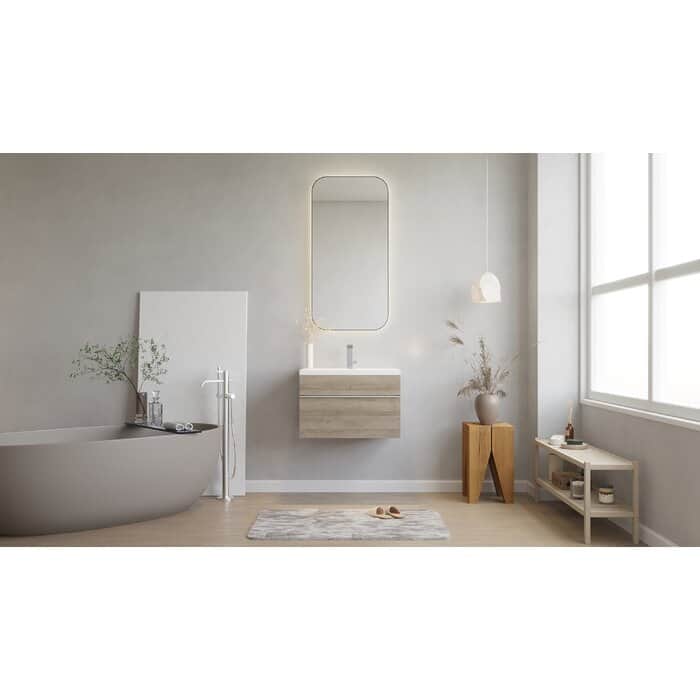 Trough Collection 24" Wall Mount Cultured Marble Bathroom Vanity with Sink and Drawer