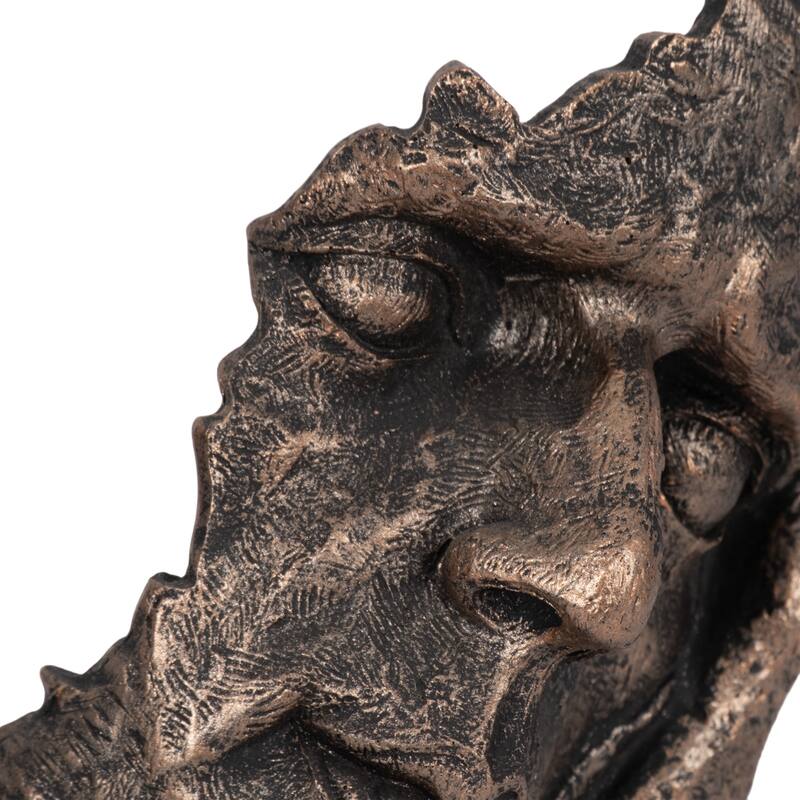 5"Lx4"Wx13"H Bronze Resin Sleepy Head Sculpture, Decorative Figurine for Office, Living Room, or Bedroom Decor, Unique