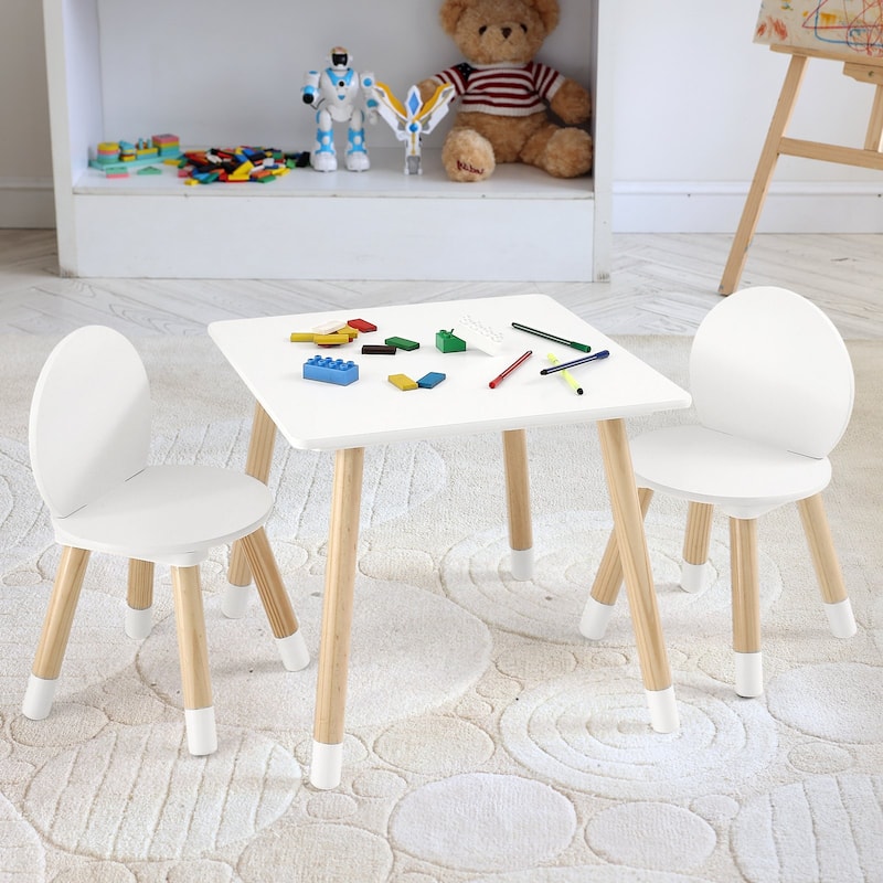 White Wooden Kids Toddler Multi-Activity Table and Chair Set Perfect for Child Room or Playroom or Daycare