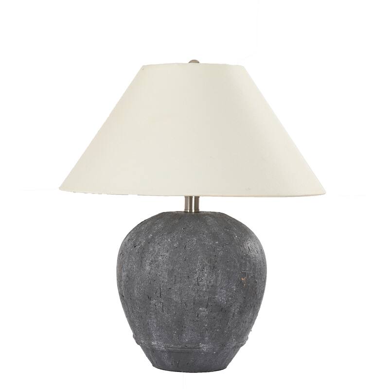 Modern Ceramic Table Lamp with Cone Linen Shade - Standard:18"Wx18"Dx21.1"H - Dark Grey-Single
