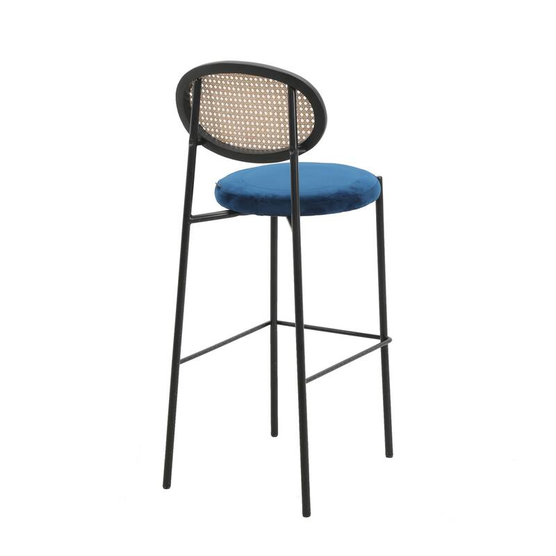 LeisureMod Euston Modern Wicker Bar Stool with Powder Coated Steel