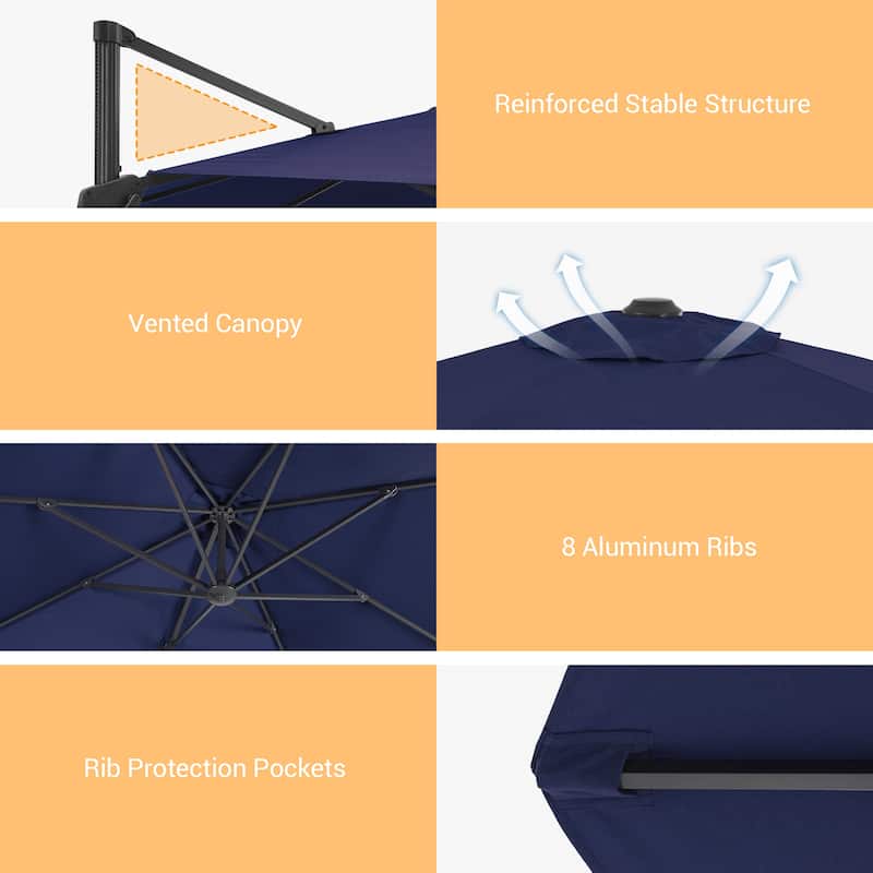 LIVOOSUN 10x10ft Cantilever Patio Offset Hanging Umbrellas