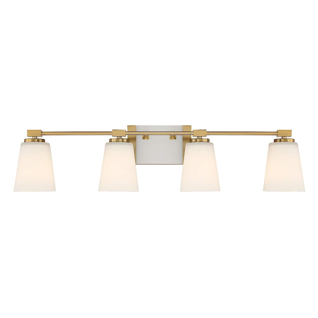 Warm Brass Four Light Bathroom Vanity from the Darby Collection