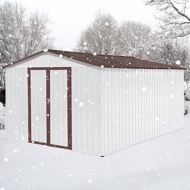Rustproof Metal Garden Shed with Hinged Door & Integrated Vents Outdoor Tool Shed Storage Shed with Security Lock