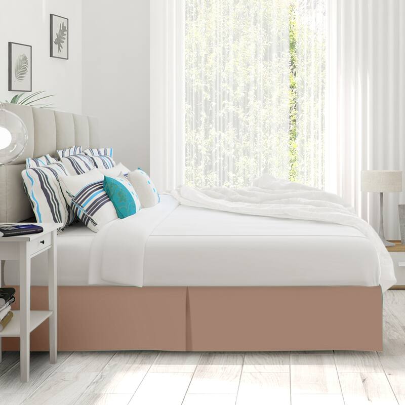 Clara Clark Pleated Bed Skirt-14 inch Tailored Drop - Soft Double Brushed Premium Microfiber Ruffle Bed Skirt - Includes 8 Pins