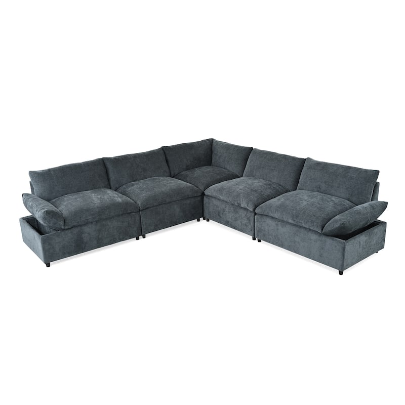 115.5" L Shaped Couches for Living Room, Sectional Couch with Hidden Storage Compartments, Polyester Modular Sofa for Apartment