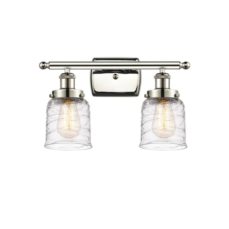 Innovations Lighting 916-2W-12-16 Bell Vanity Bell 2 Light 16" Wide - Polished Nickel / Deco Swirl