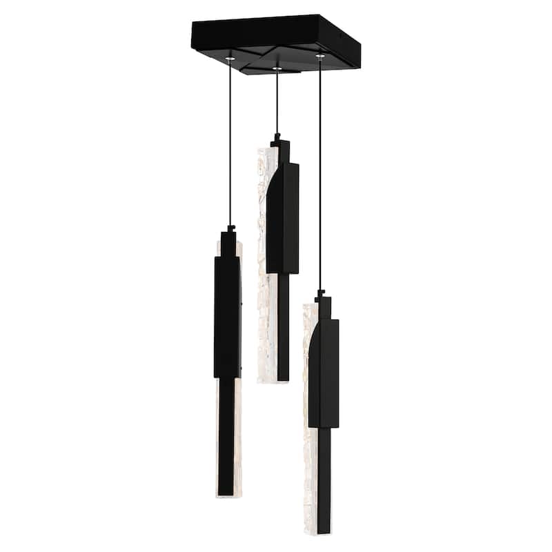 Valira Integrated LED 8in Black Mini Pendant with Handcrafted Glass