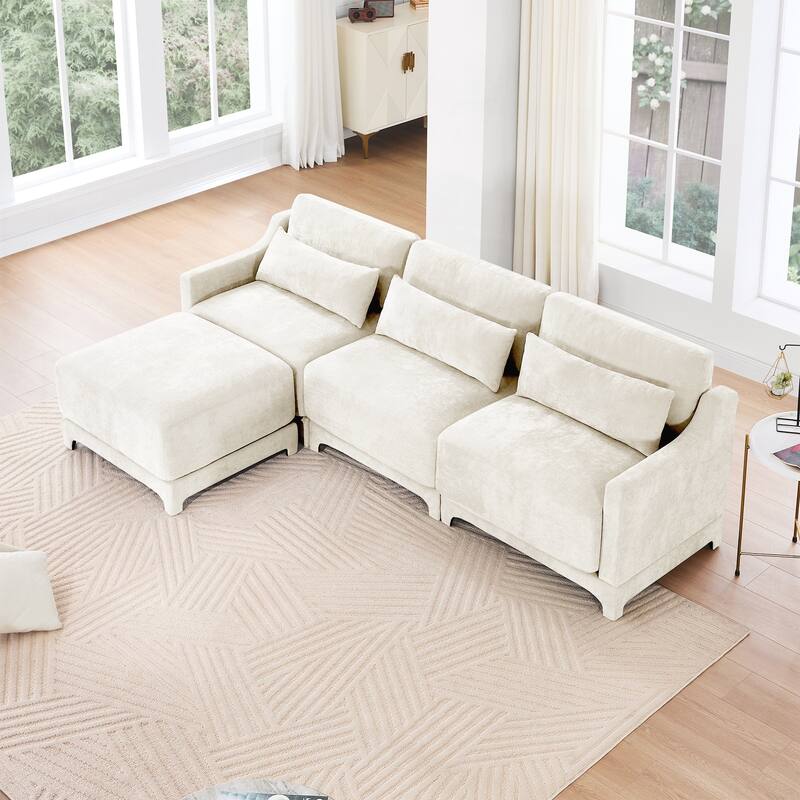 Three-seater Chenille sofa